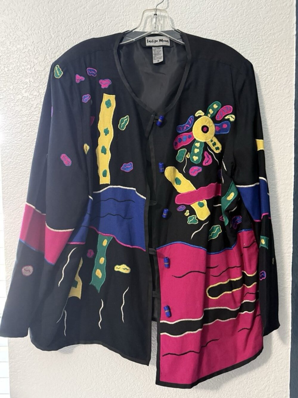 Vintage Indigo Moon Women’s Jacket Sz 1X Retro Embroidery Lined Art To Wear